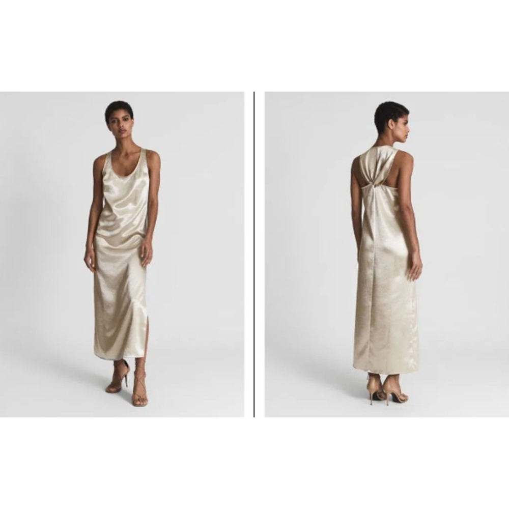 REISS Lottie Metallic Maxi Dress Size 6 New with Tags - Picture 2 of 12